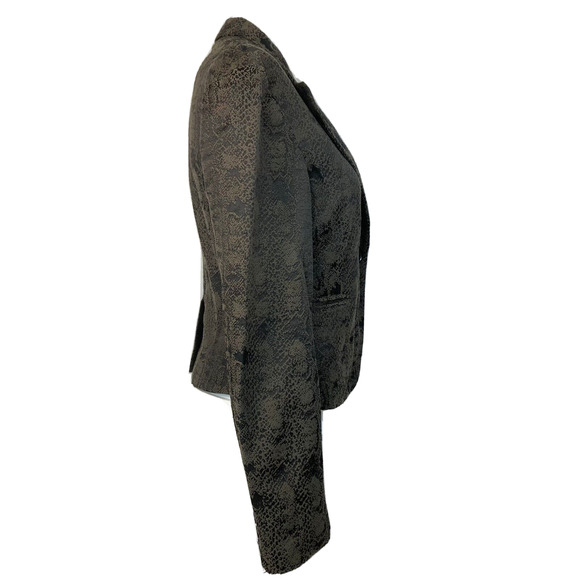 Express Studio Design Jacket Blazer Womens Sz 6 Brown Black Snake Print Cotton - Picture 4 of 11
